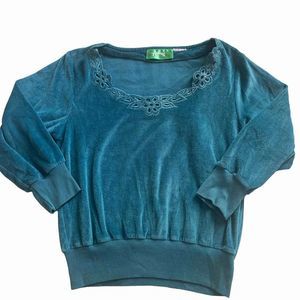 Teal velvet 3/4 Toujours sweater size s